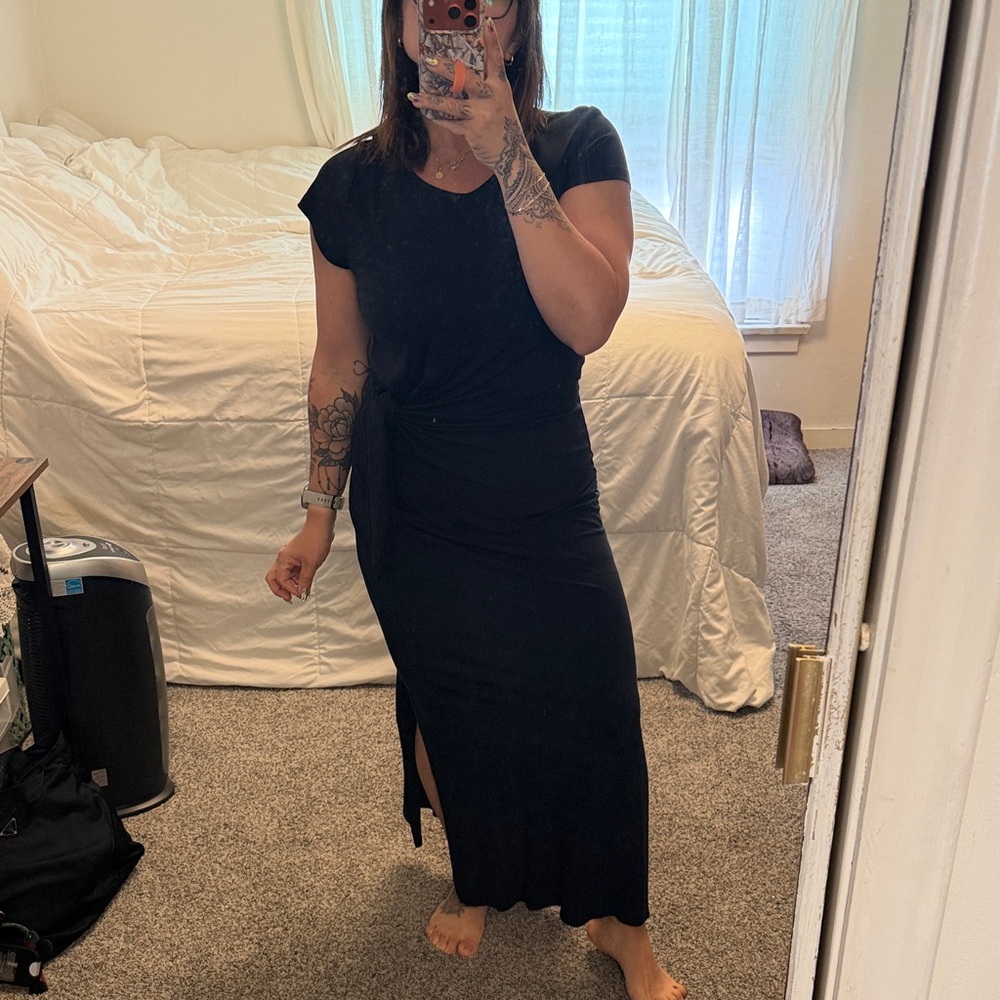 Wilfred Black Side-Knot Maxi Dress